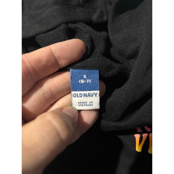 Old Navy black S 6/7 kind vibes hooded black French terry crop sweatshirt nwot - Picture 2 of 5